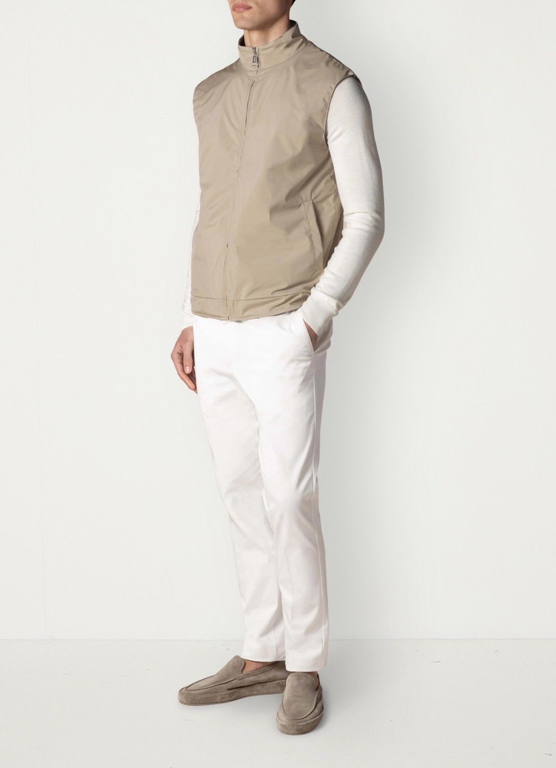 Aurélien Reversible bodywarmer met opstaande kraag - voorkant 5 light beige-271
