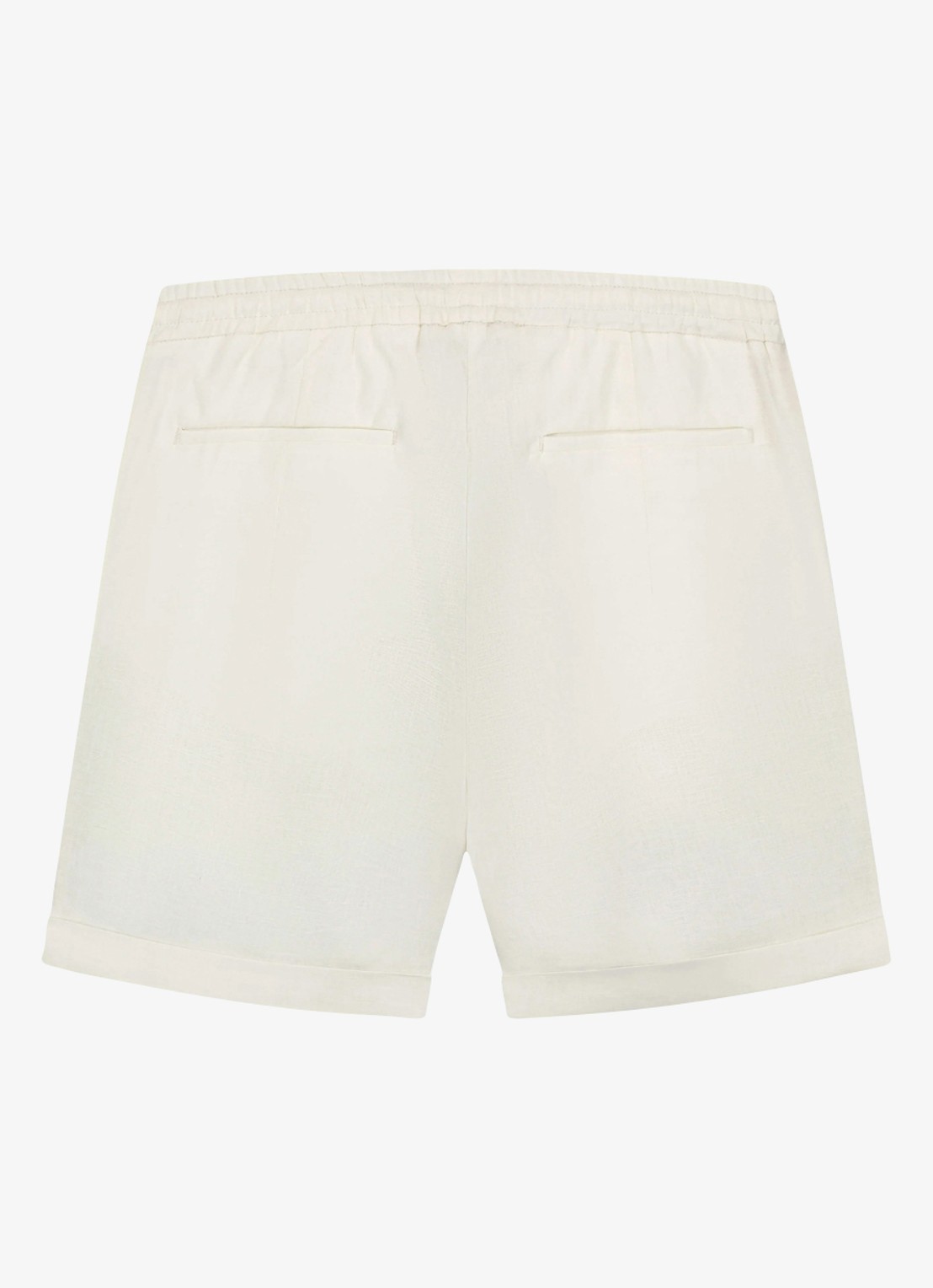 Aurélien Straight fit korte broek van linnen met steekzakken - achterkant 6 ivory-120