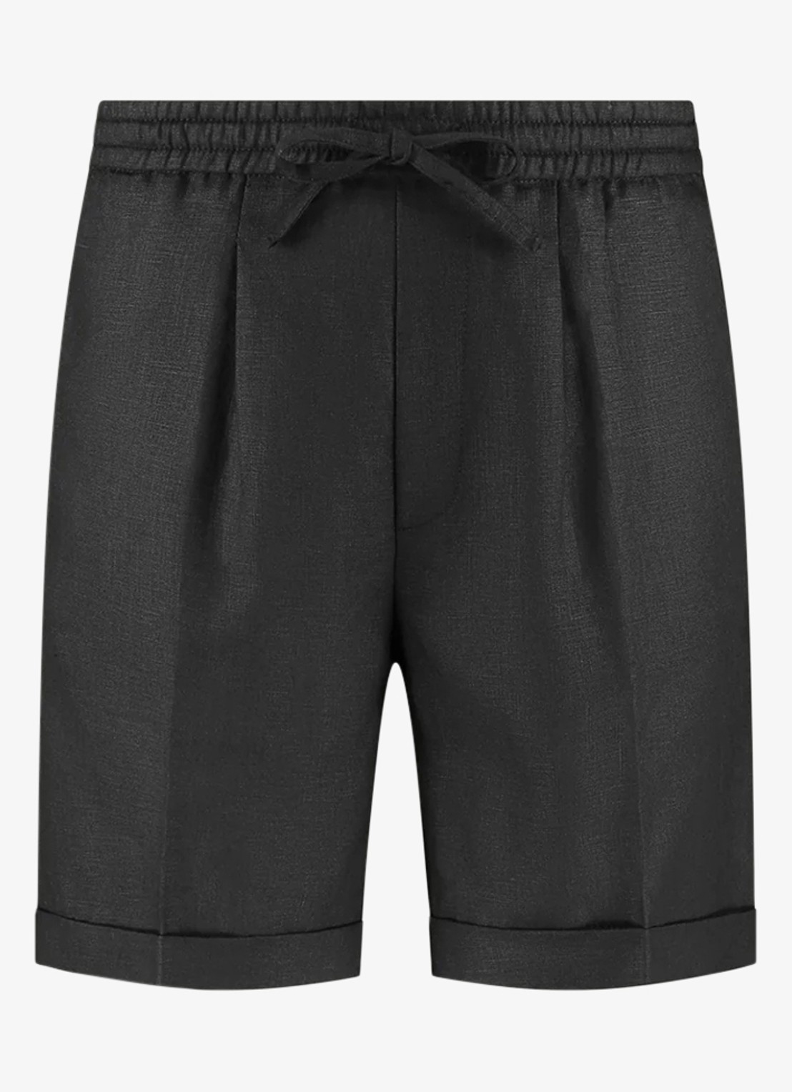 Aurélien Straight fit korte broek van linnen met steekzakken - voorkant 4 black-1