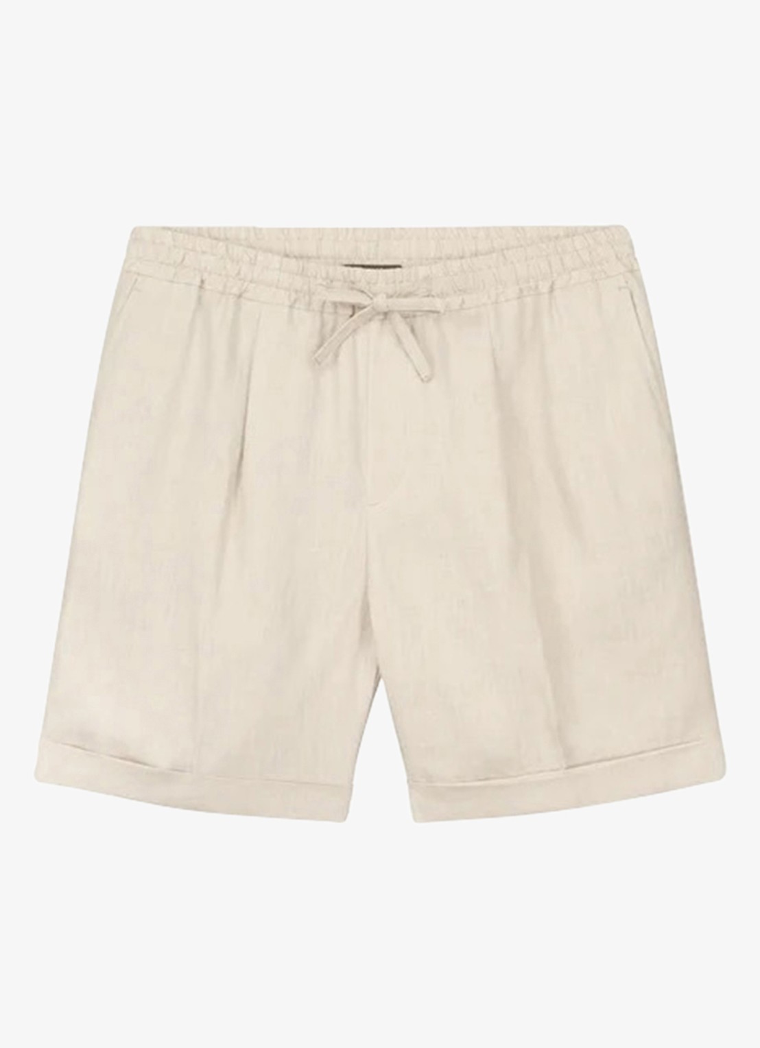 Aurélien Straight fit korte broek van linnen met steekzakken - voorkant beige-260