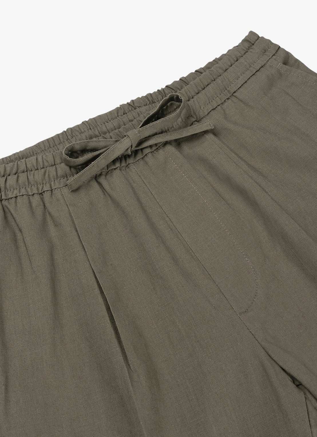 Aurélien Straight fit korte broek van linnen met steekzakken - detail 3 olive-300