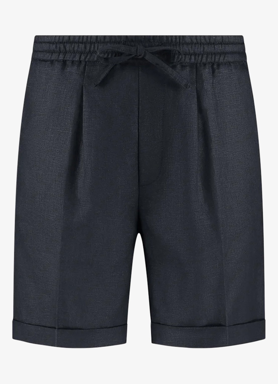 Aurélien Straight fit korte broek van linnen met steekzakken - voorkant navy-410