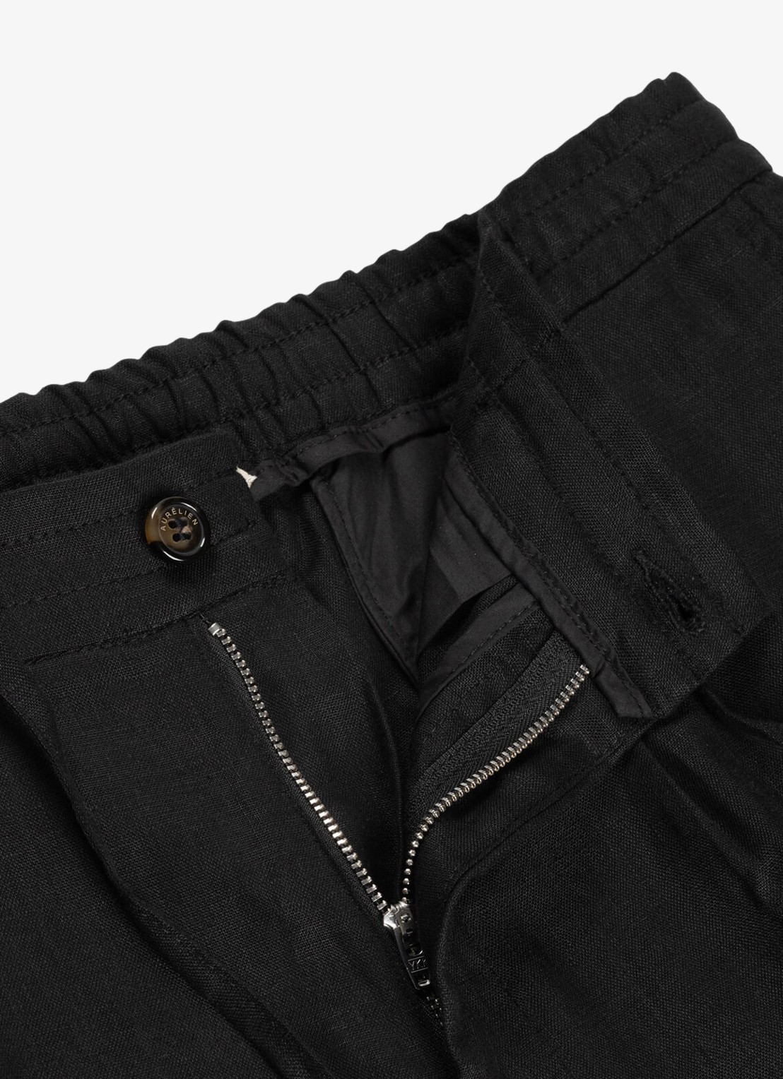 Aurélien Straight fit pantalon van linnen - detail black-1