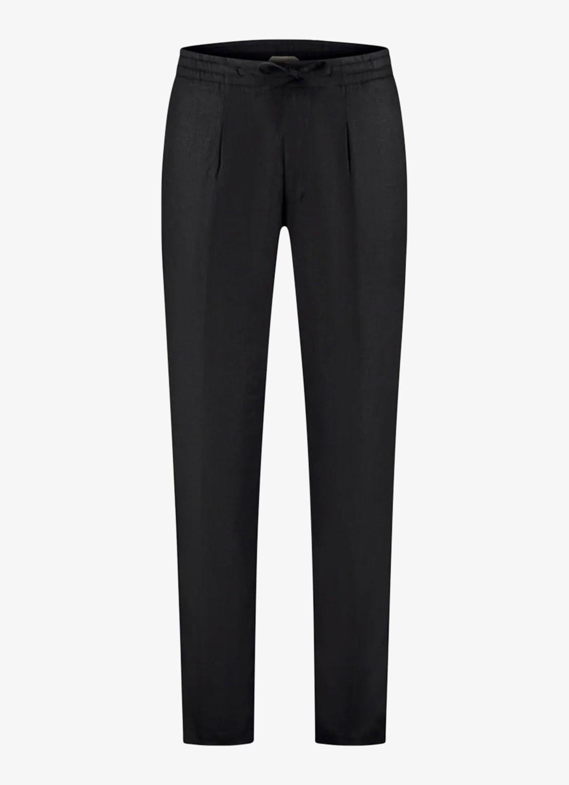 Aurélien Straight fit pantalon van linnen - voorkant 3 black-1