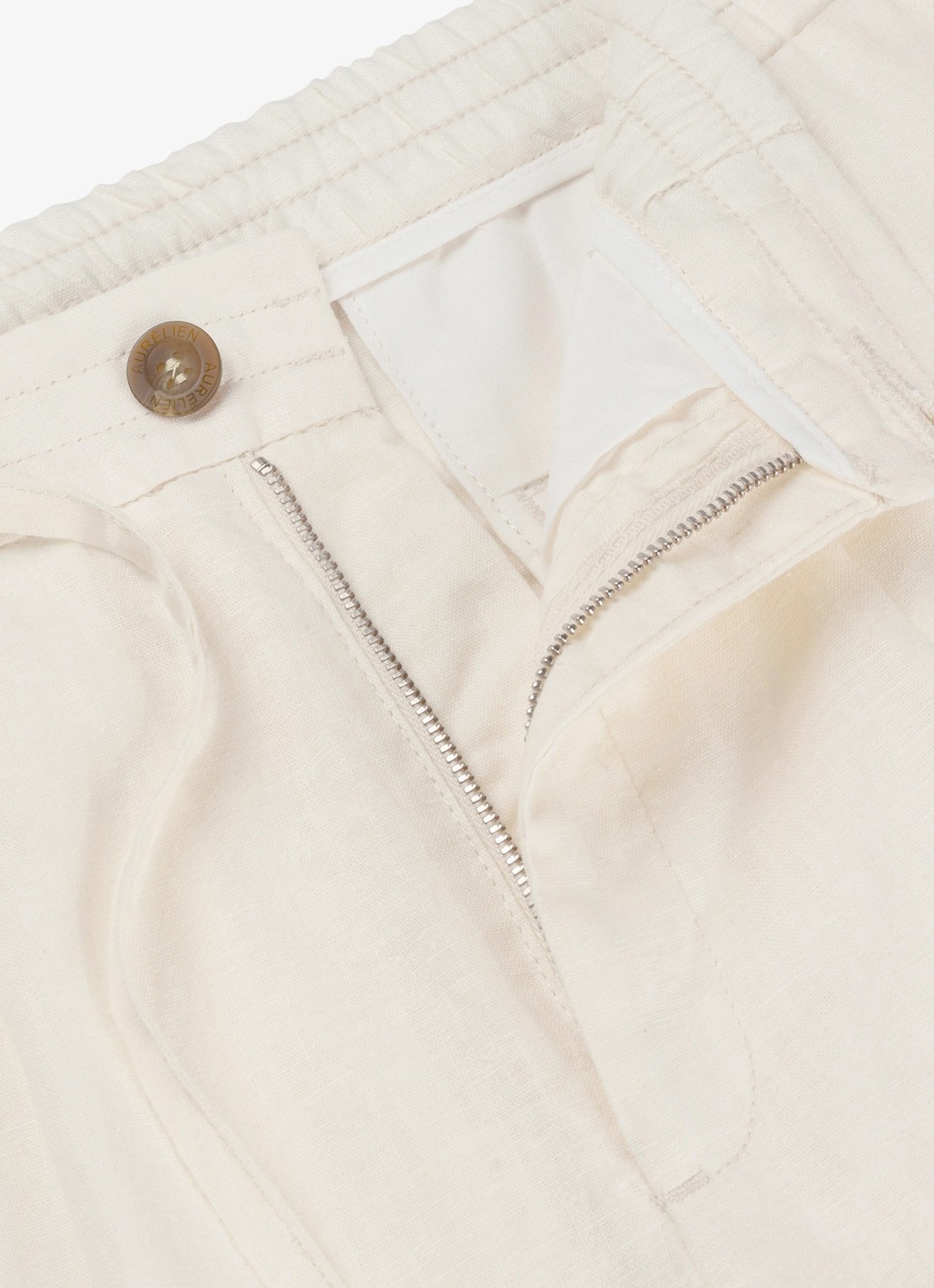 Aurélien Straight fit pantalon van linnen - detail chocolate-201 / bruin
