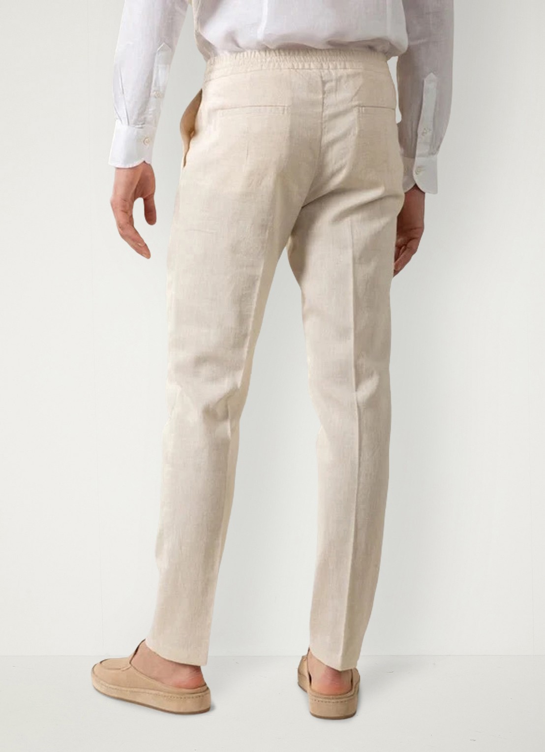 Aurélien Straight fit pantalon van linnen - achterkant 3 beige-260