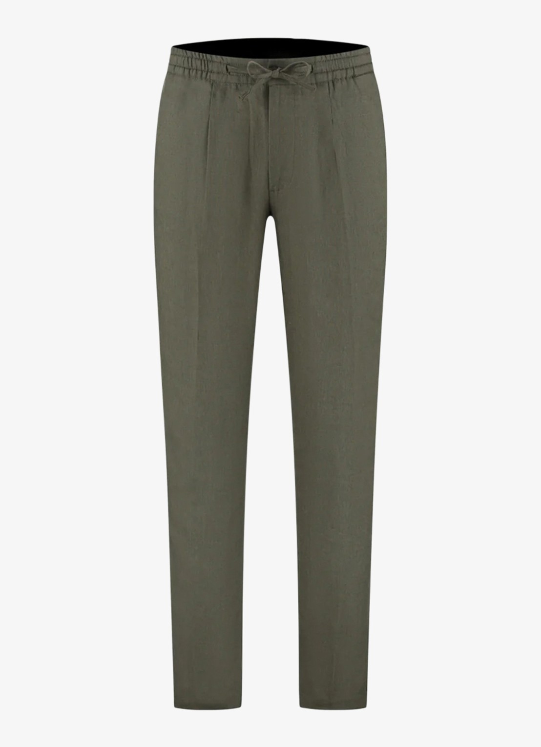 Aurélien Straight fit pantalon van linnen - voorkant 2 olive-300