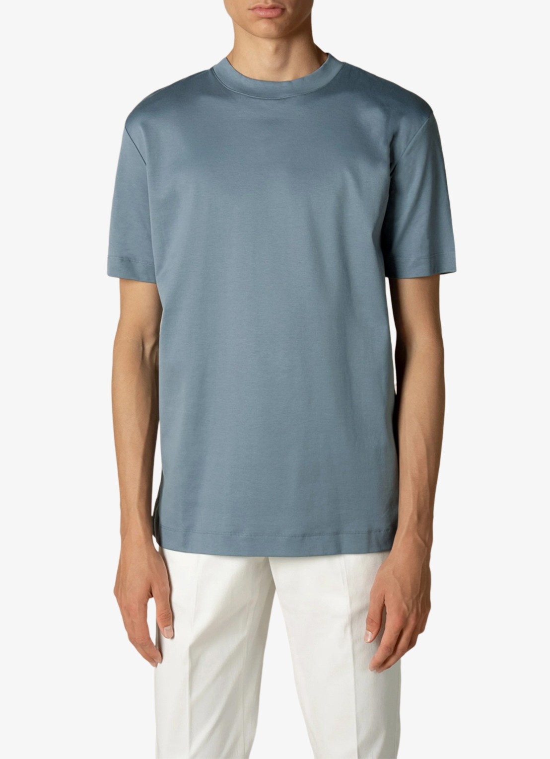 Aurélien T-shirt met ronde hals - detail petrol-460 / blauw
