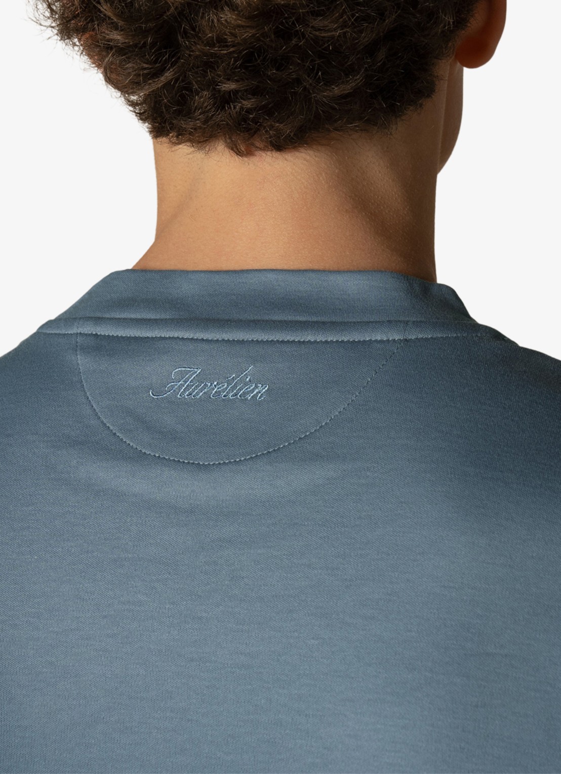 Aurélien T-shirt met ronde hals - detail 3 petrol-460 / blauw