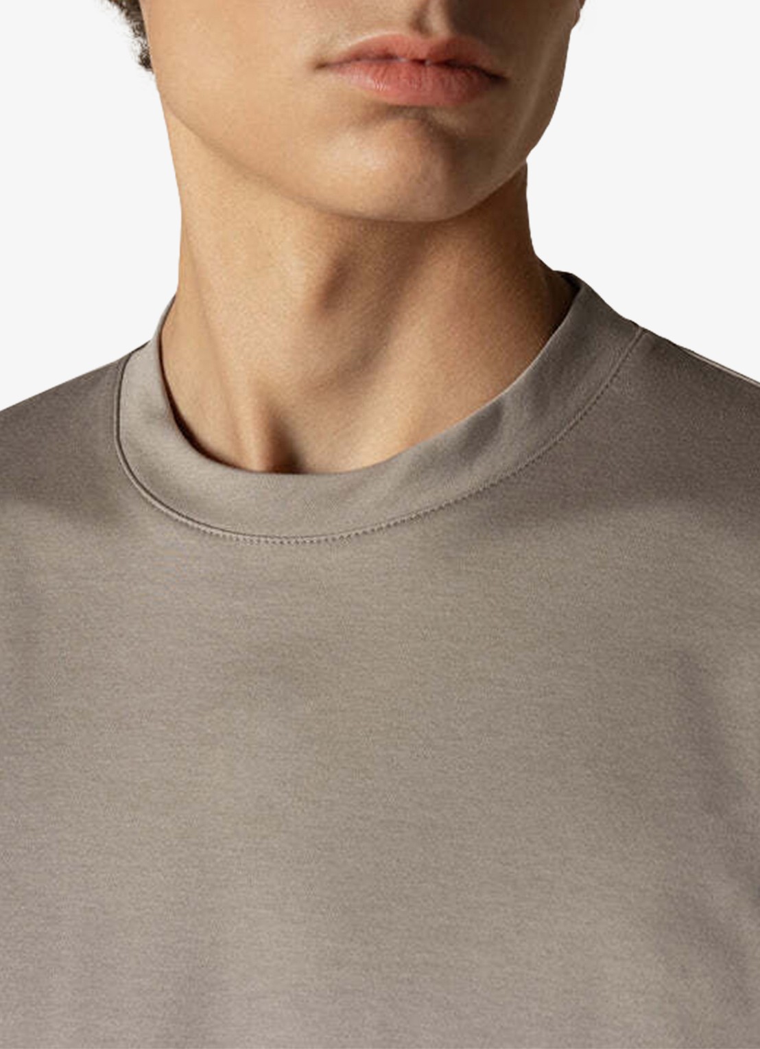 Aurélien T-shirt met ronde hals - detail dark taupe-901