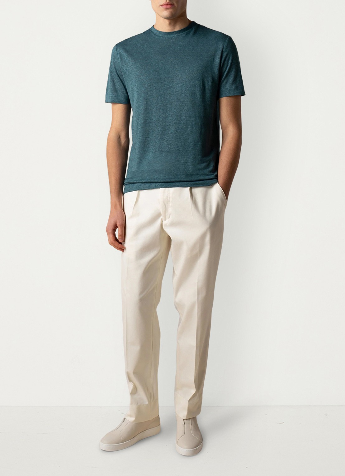 Aurélien T-shirt van linnen - voorkant 2 sea green-301