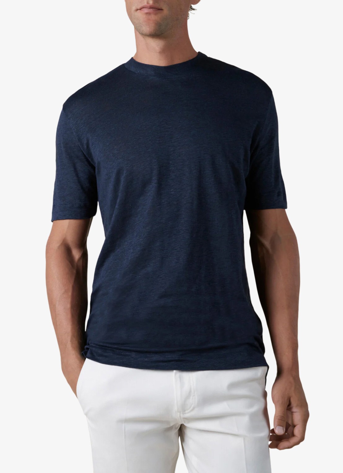Aurélien T-shirt van linnen - detail navy-410