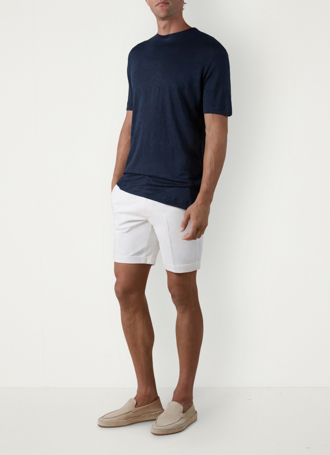 Aurélien T-shirt van linnen - voorkant 4 navy-410