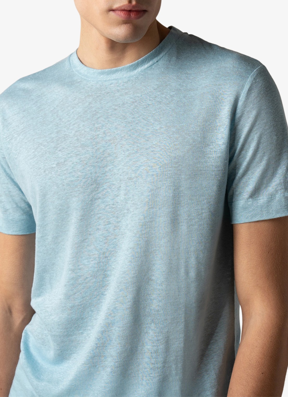 Aurélien T-shirt van linnen - detail 4 blue turquoise-441