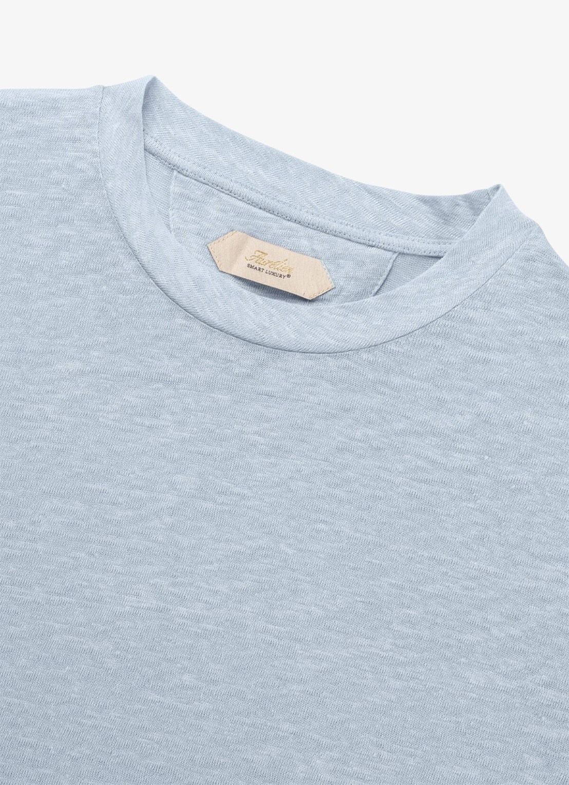 Aurélien T-shirt van linnen - detail 3 lichtblauw