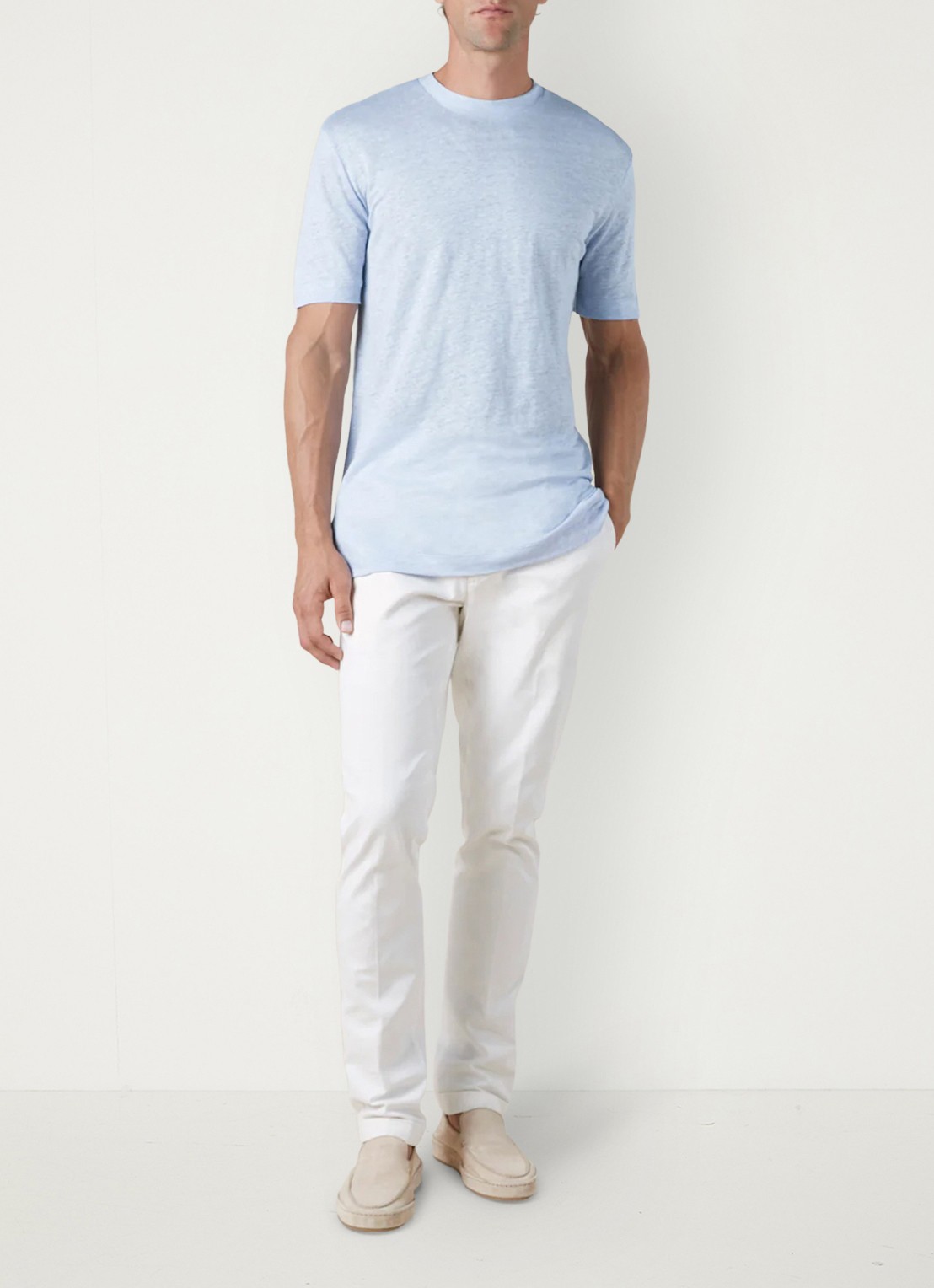 Aurélien T-shirt van linnen - voorkant 7 light blue-450