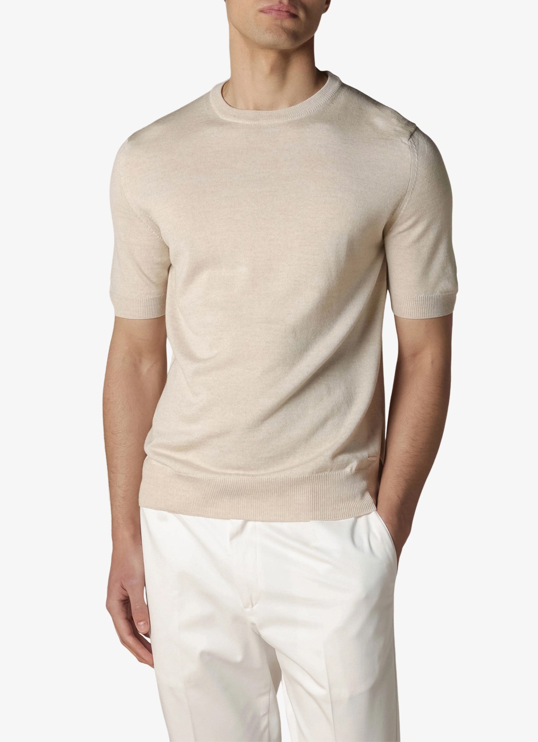 Aurélien T-shirt van merino wol - detail light beige-271