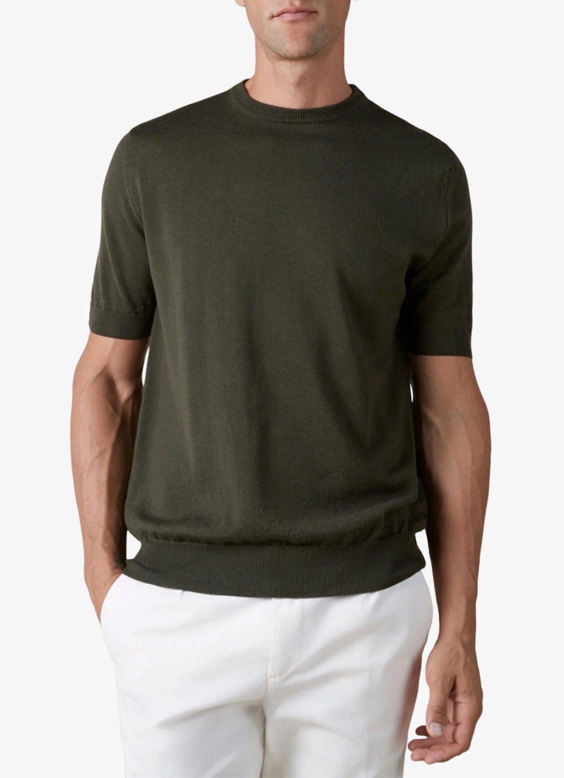 Aurélien T-shirt van merino wol - detail 3 olive-300