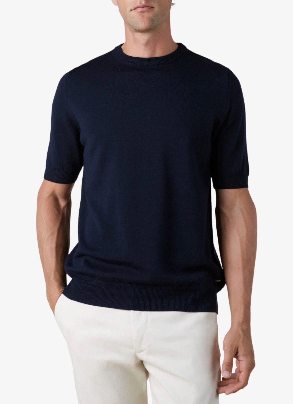 Aurélien T-shirt van merino wol - detail 3 navy-410