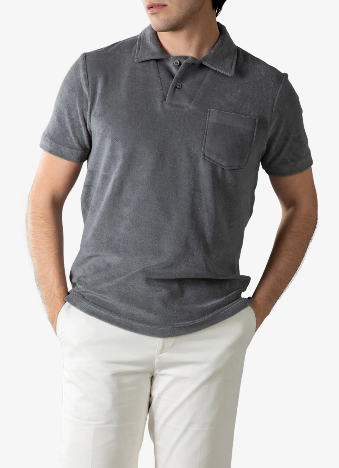 Aurélien Terry regular fit polo van badstof - detail 4 dark grey-21