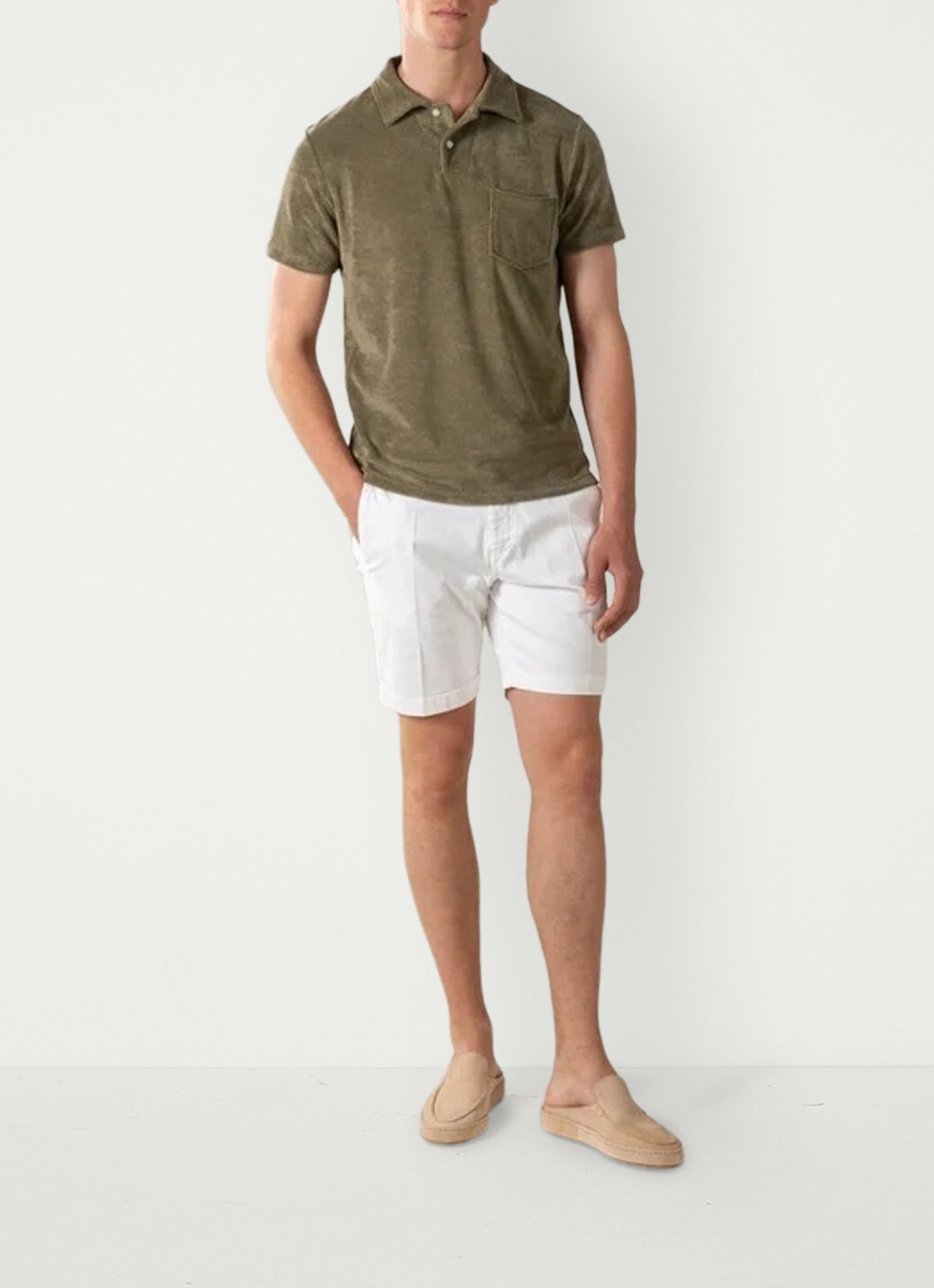 Aurélien Terry regular fit polo van badstof - voorkant 2 olive-300
