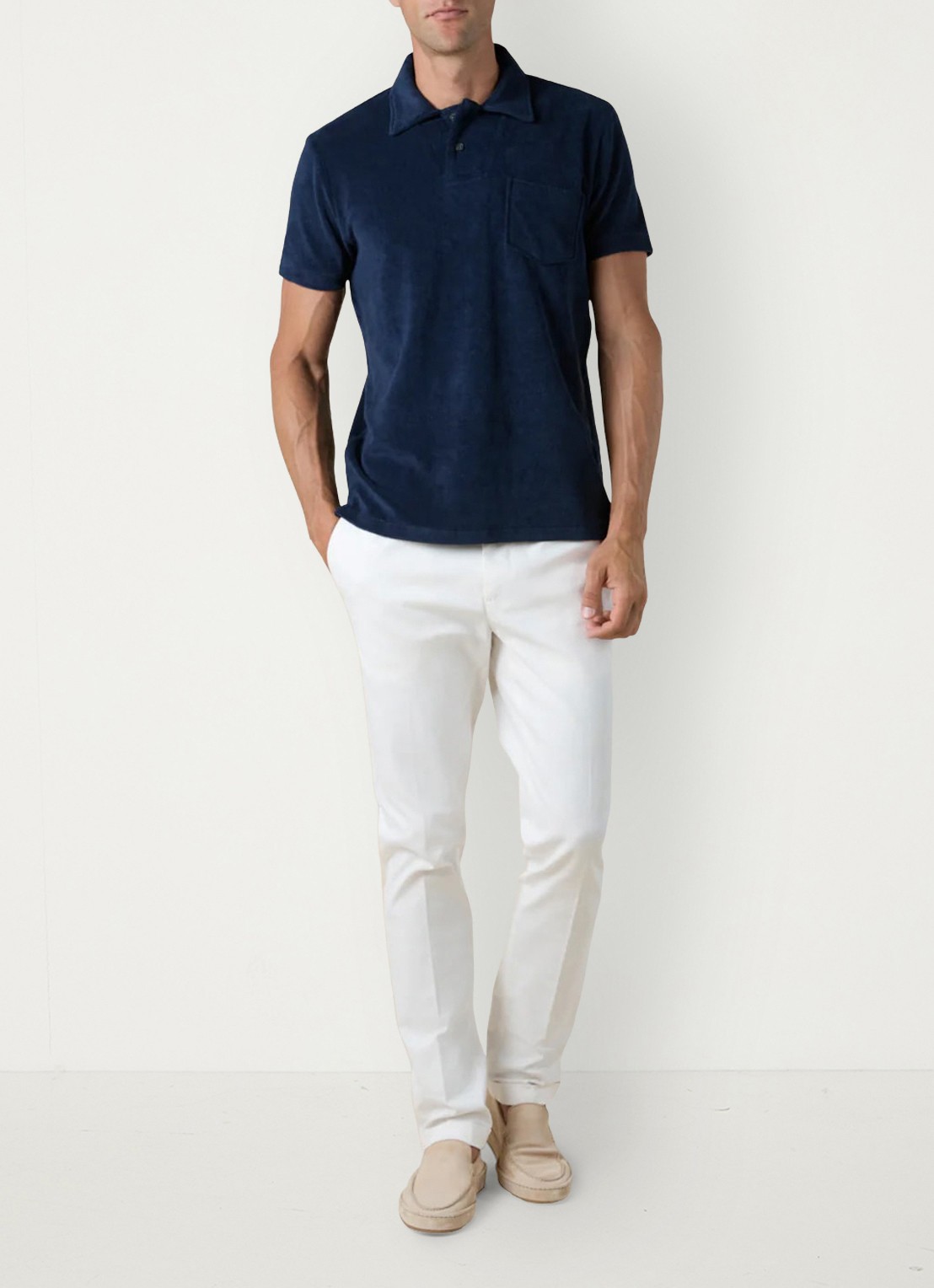 Aurélien Terry regular fit polo van badstof - voorkant 2 navy-410