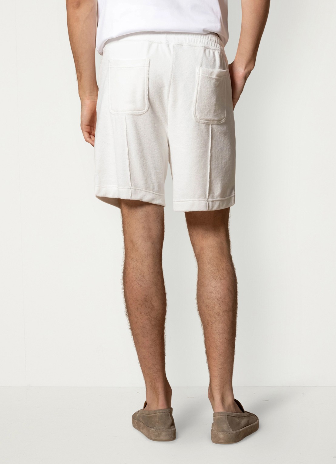 Aurélien Terry straight fit korte broek van badstof - achterkant petrol-460 / blauw