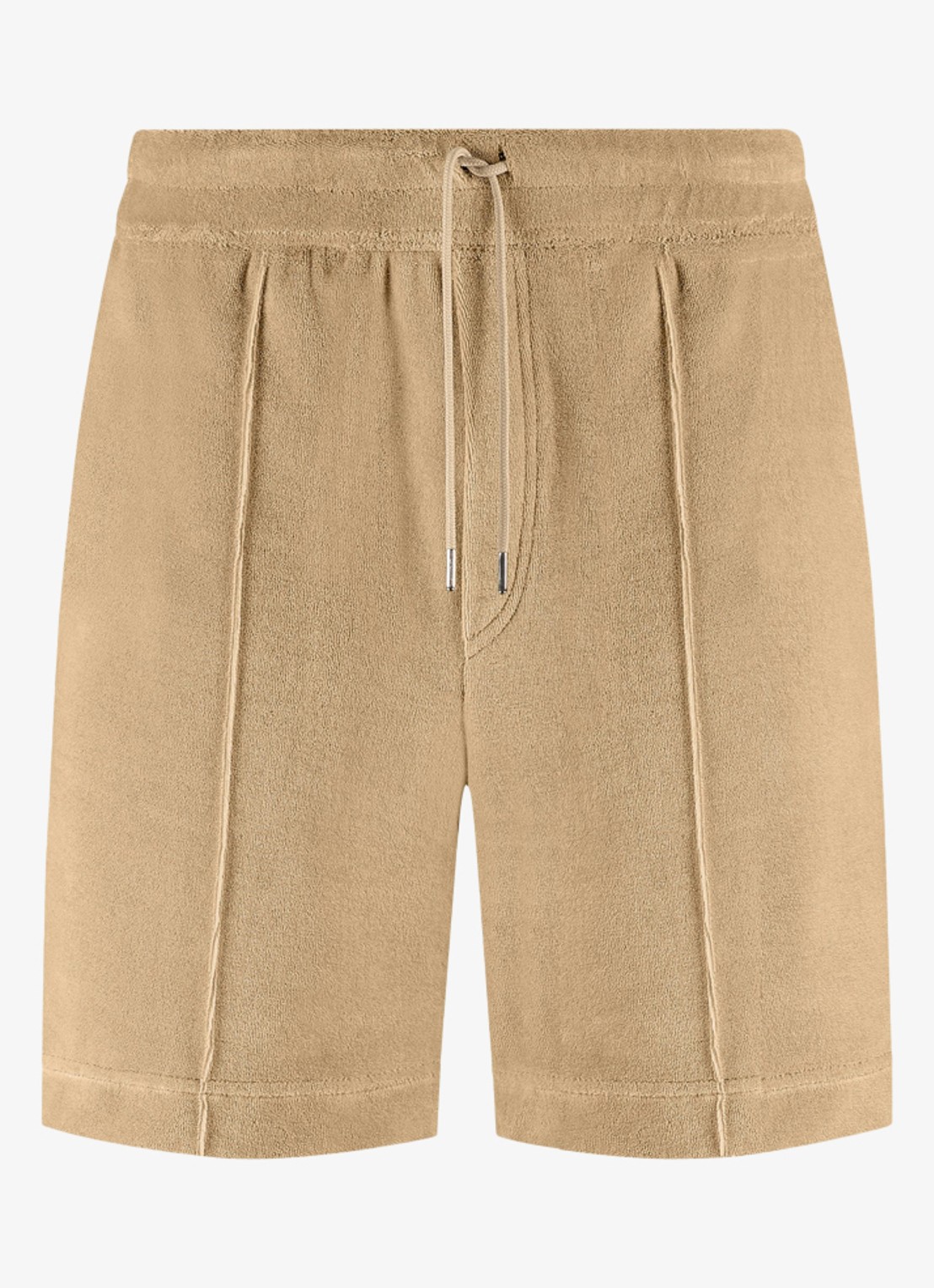 Aurélien Terry straight fit korte broek van badstof - voorkant 3 beige-260