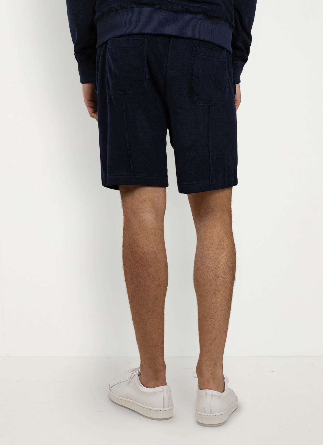 Aurélien Terry straight fit korte broek van badstof - achterkant 3 navy-410