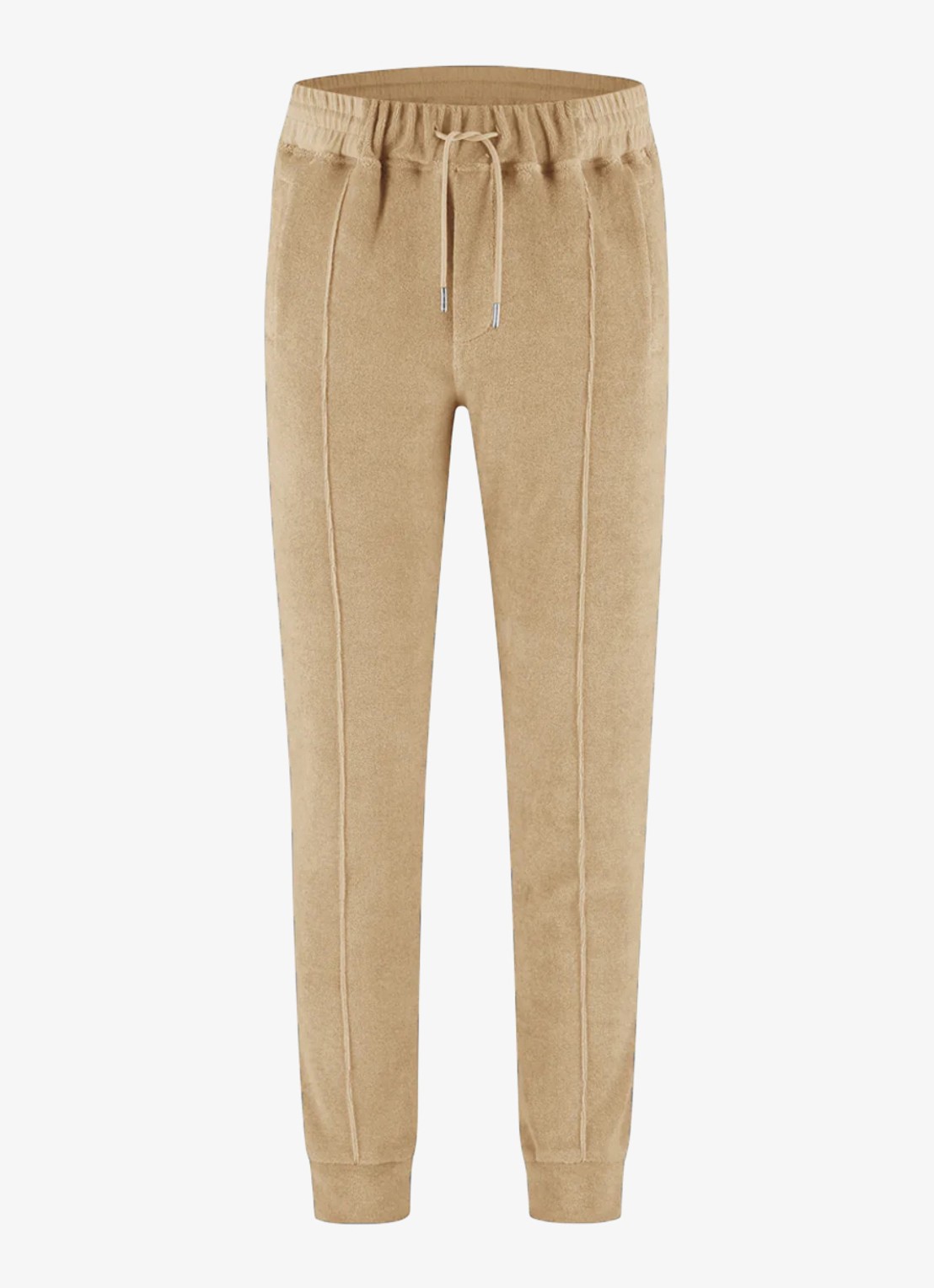 Aurélien Terry tapered fit pantalon van badstof - voorkant 2 beige