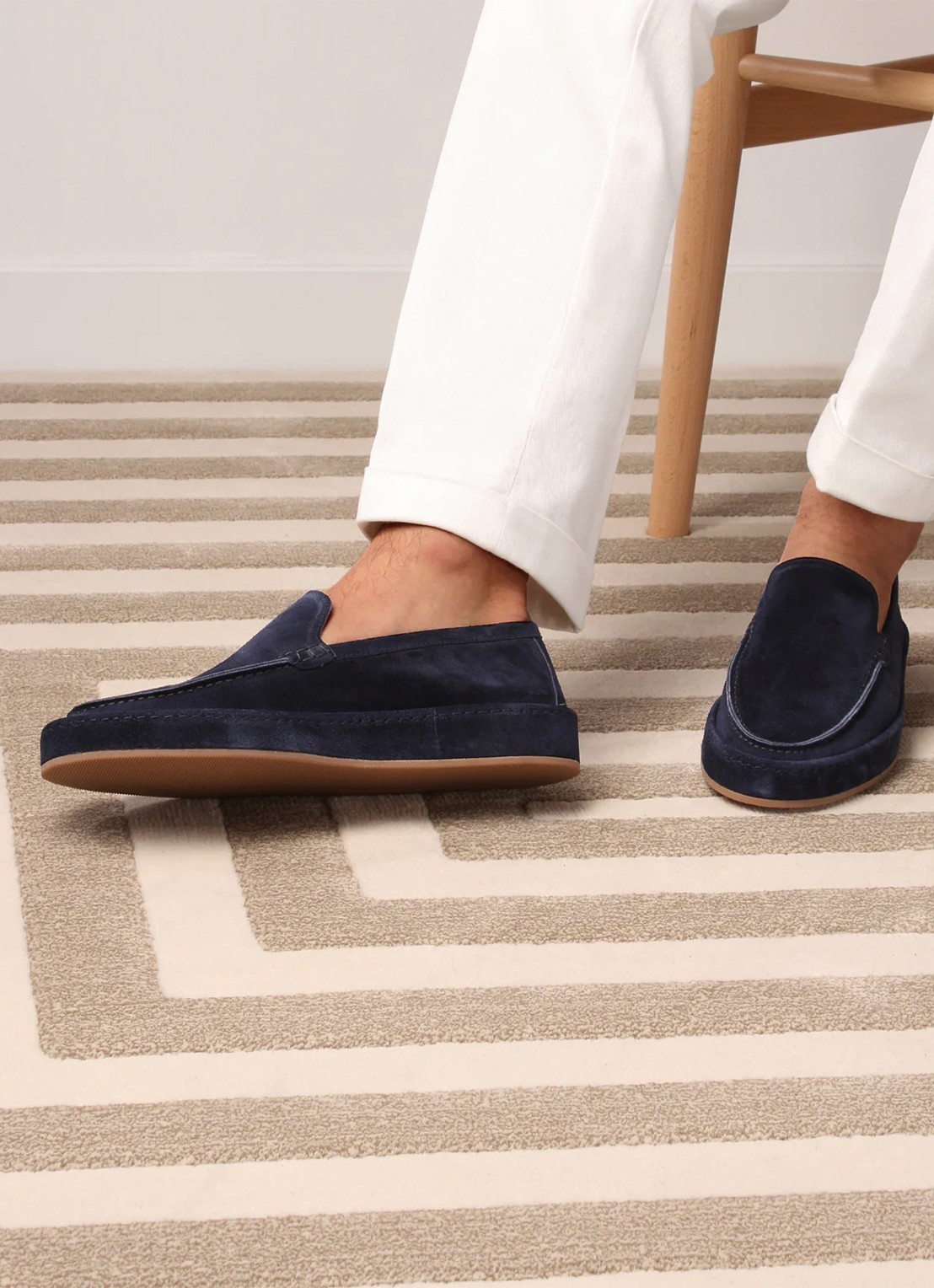 Aurélien Voyager loafer van suède - voorkant 5 dark navy-411 / blauw