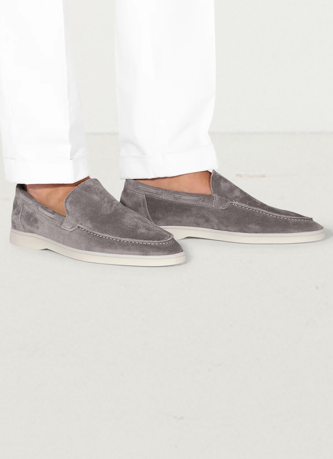 Aurélien Yacht loafer van suède - voorkant 5 grey-60 / grijs