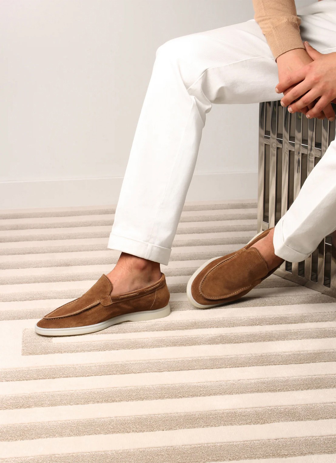 Aurélien Yacht loafer van suède - voorkant 6 caramel-261 / goud