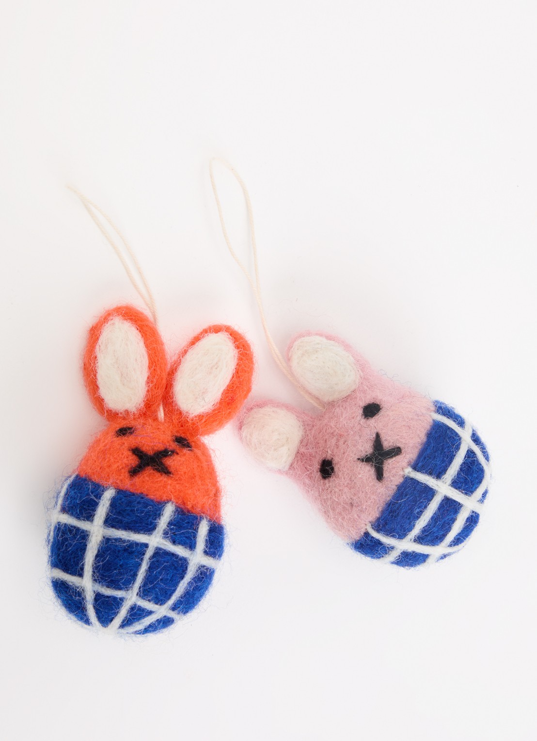 Aveva Bunny little hangings decoratie set van 2 - voorkant 2 blauw
