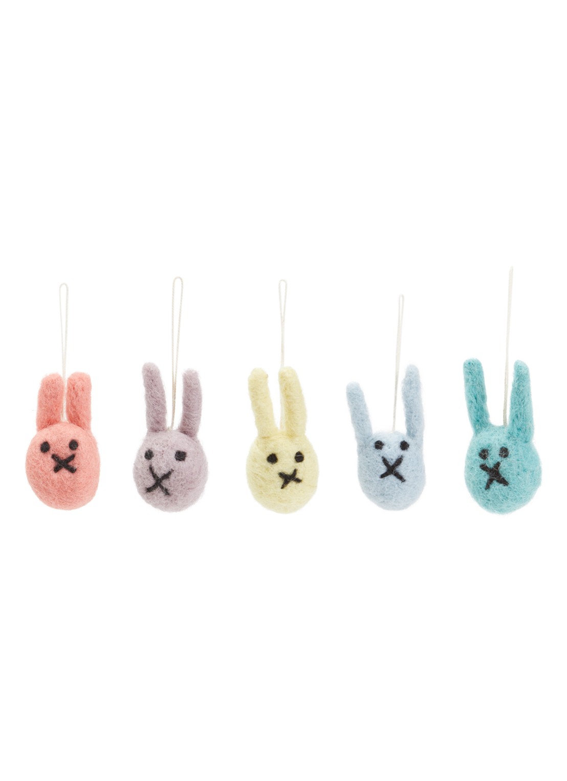 Aveva Bunny little hangings decoratie set van 5  - voorkant multicolor