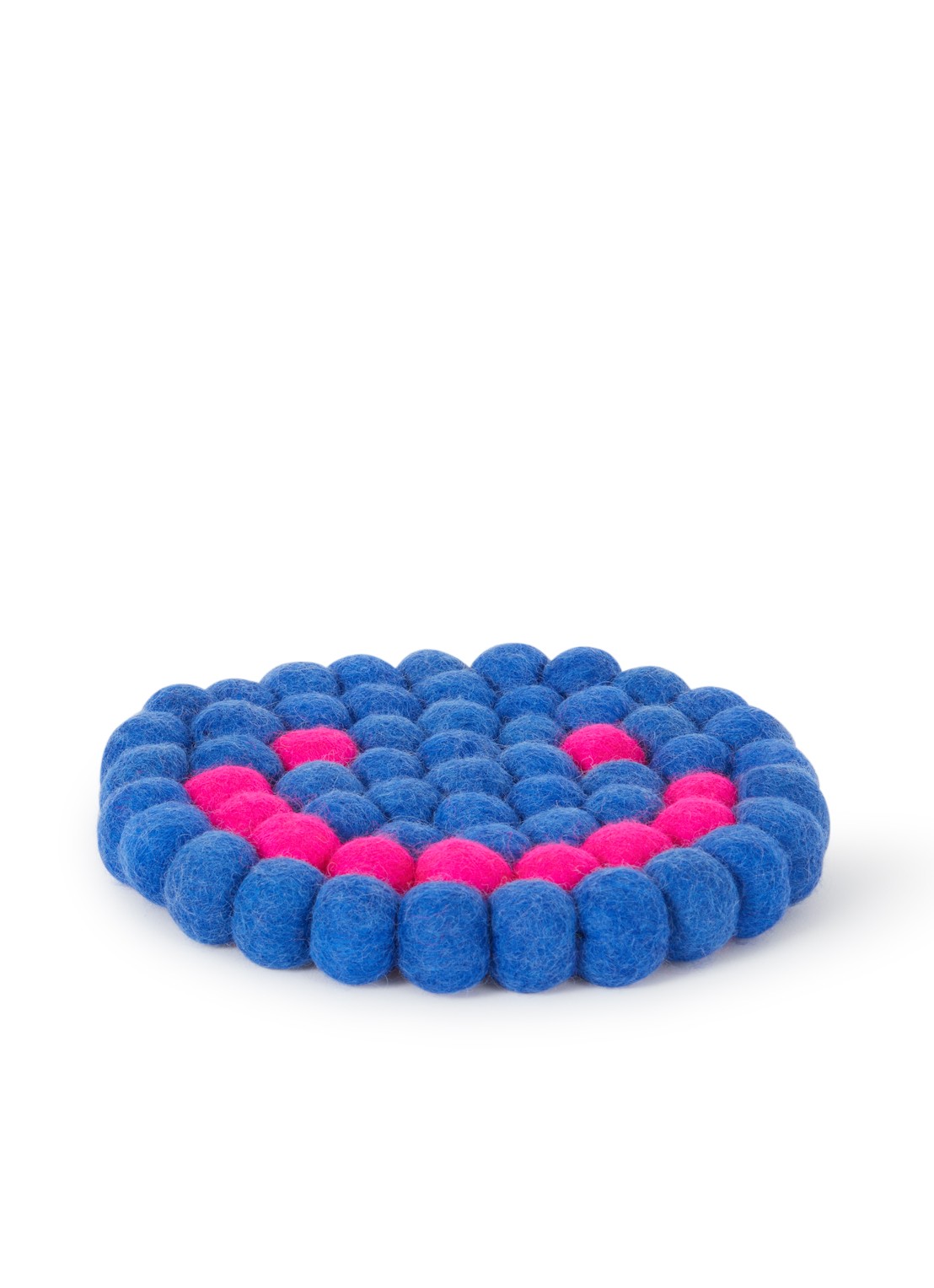Aveva Pannenonderzetter van wol met print - voorkant blauw