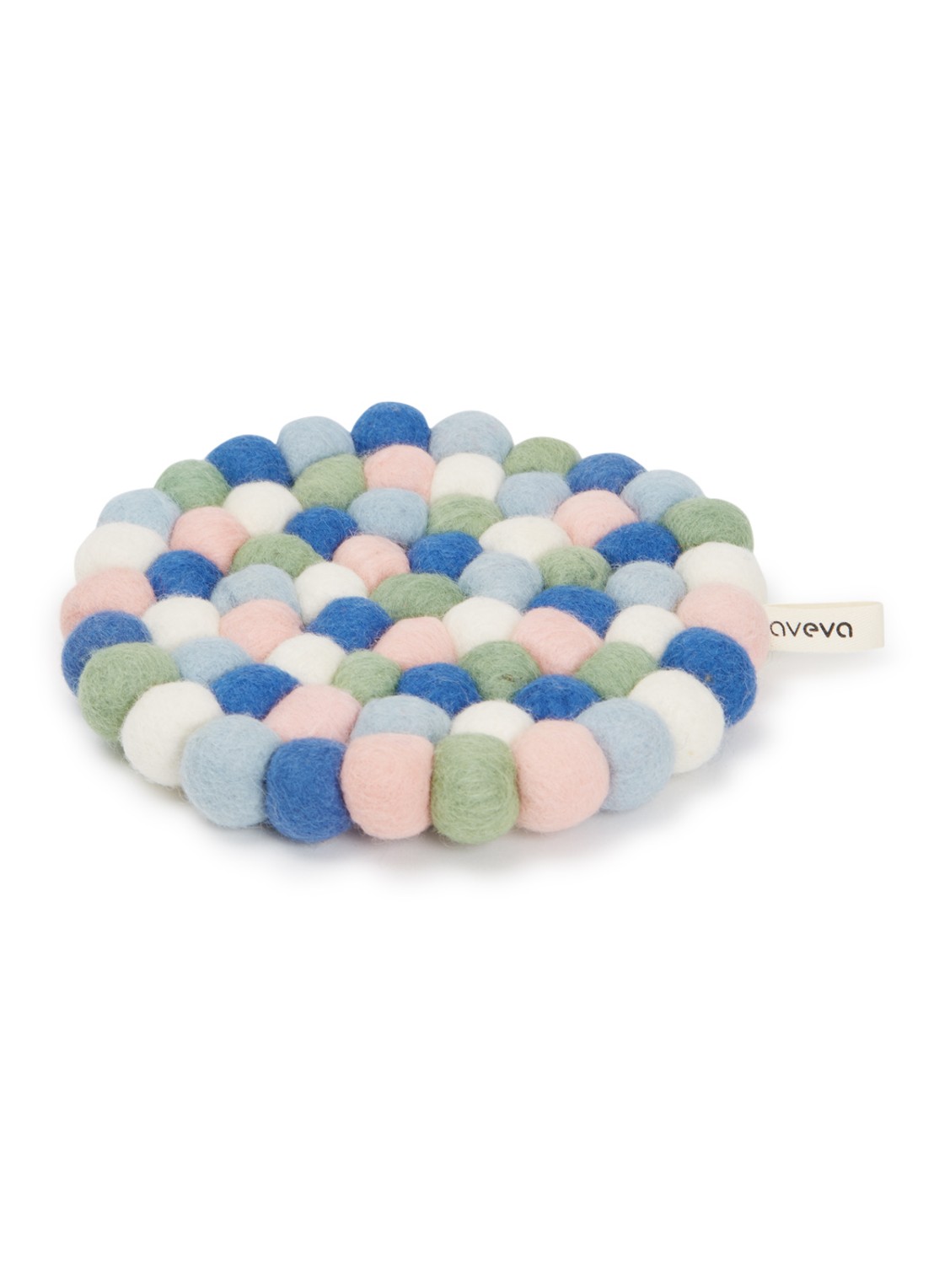 Aveva Pannenonderzetter van wol - voorkant blauw