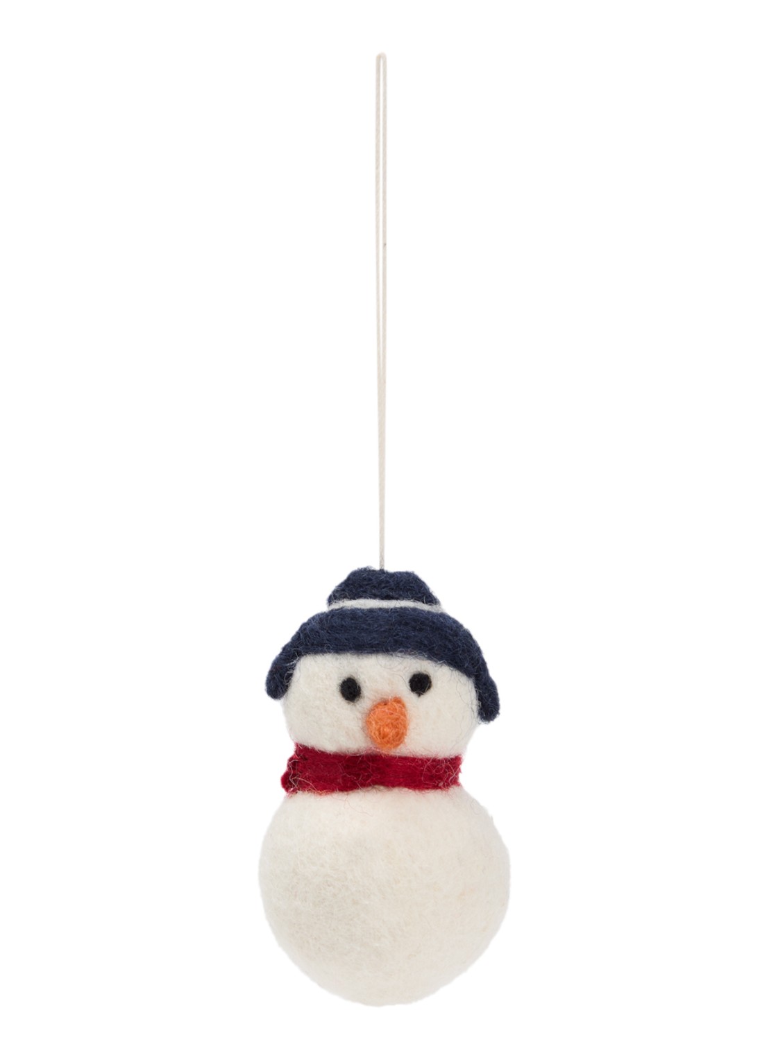 Aveva Sneeuwpop kersthanger 7 cm - voorkant wit