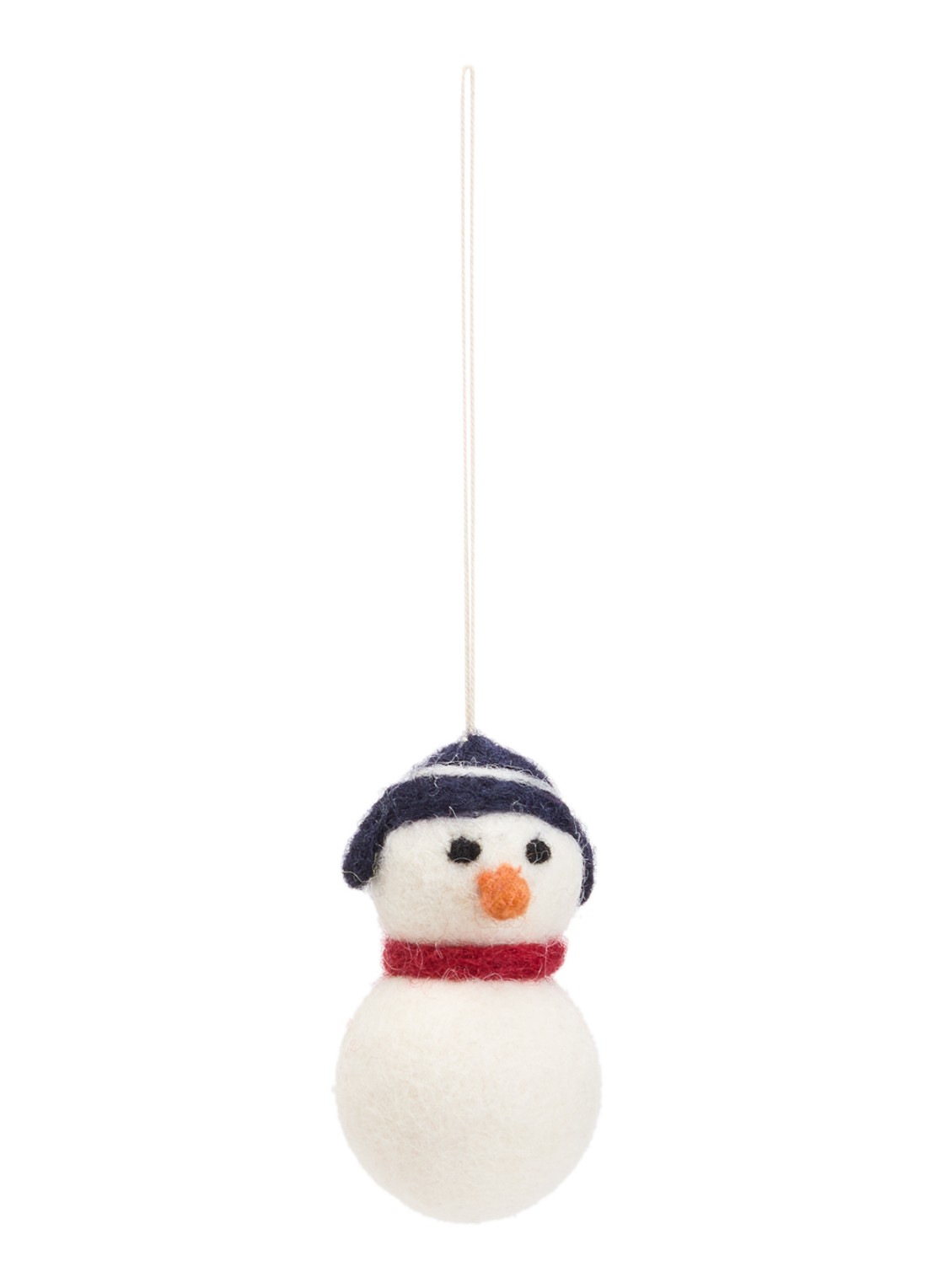 Aveva Sneeuwpop kersthanger 7 cm - voorkant 2 wit