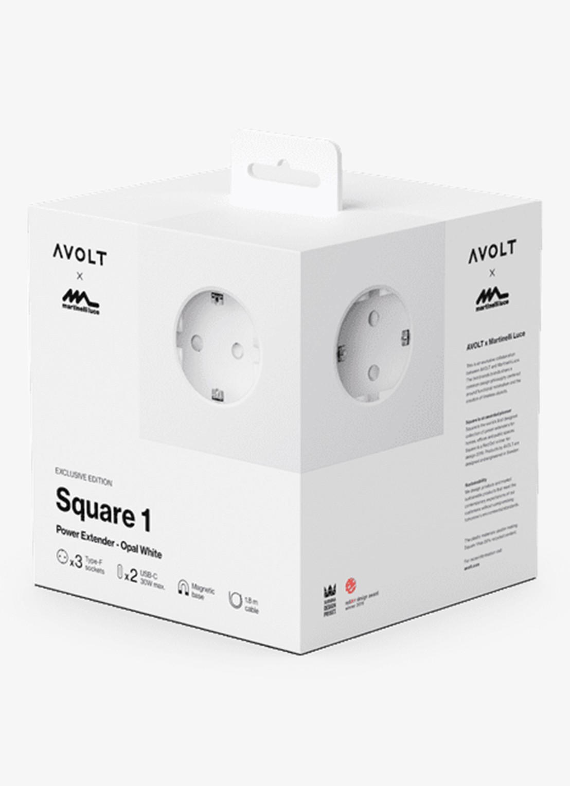 Avolt Square 1 Dual USB-C stekkerdoos 30W - 1,8 meter - detail 7 wit