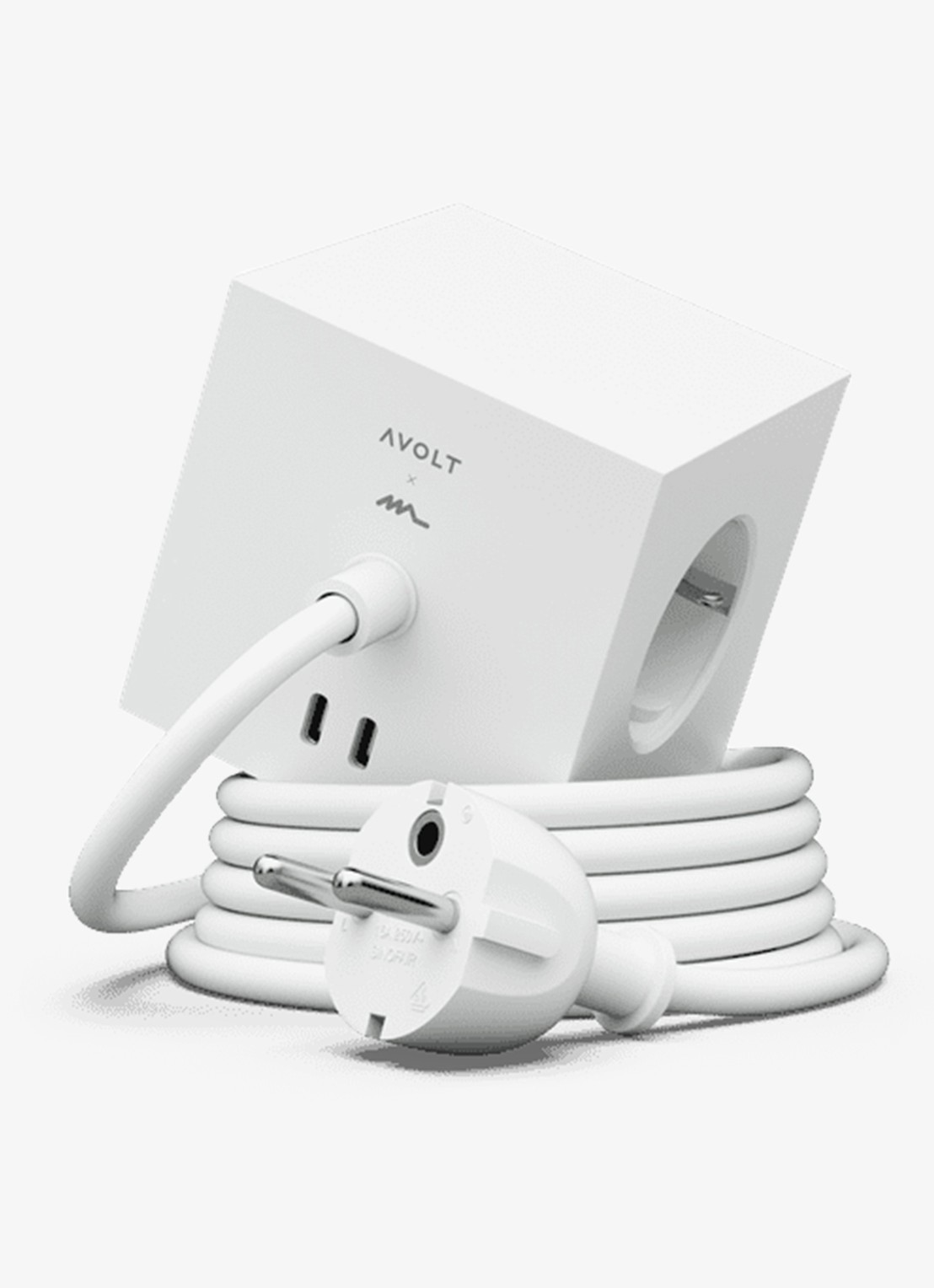 Avolt Square 1 Dual USB-C stekkerdoos 30W - 1,8 meter - voorkant wit