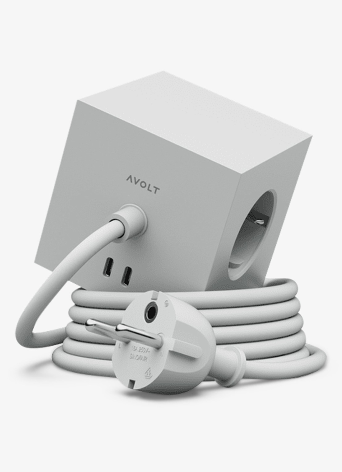 Avolt Square 1 Dual USB-C stekkerdoos 30W - 1,8 meter - voorkant 2 grijs