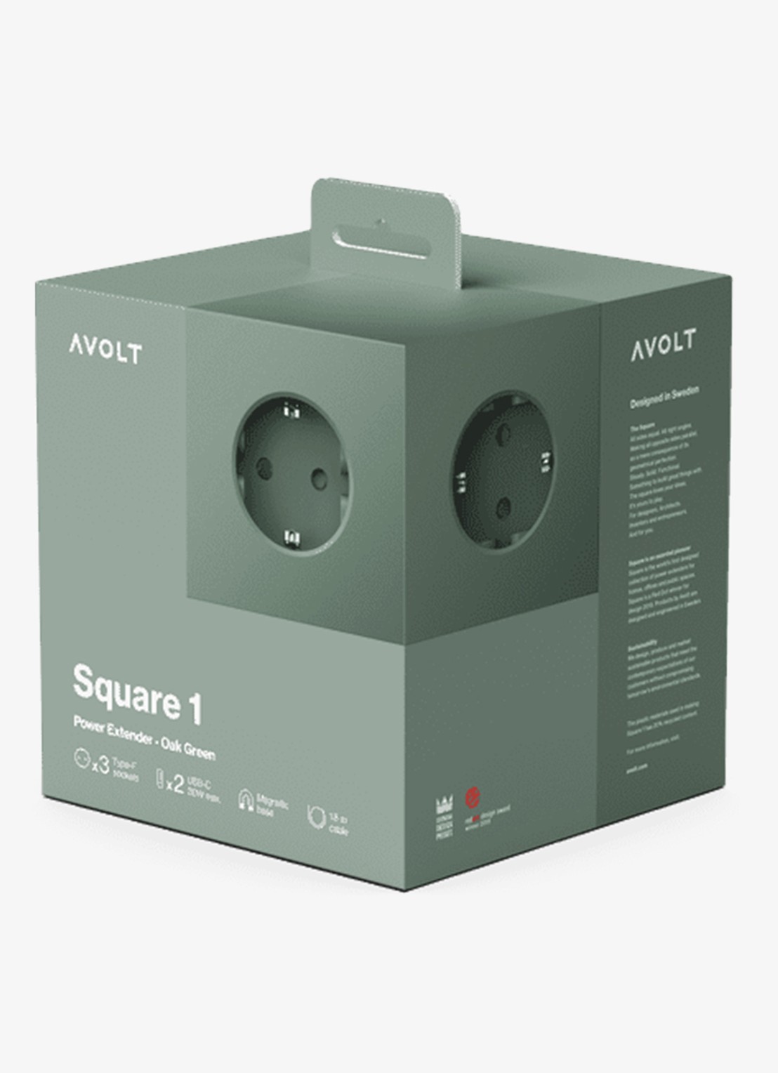 Avolt Square 1 Dual USB-C stekkerdoos 30W - 1,8 meter - detail 7 groen