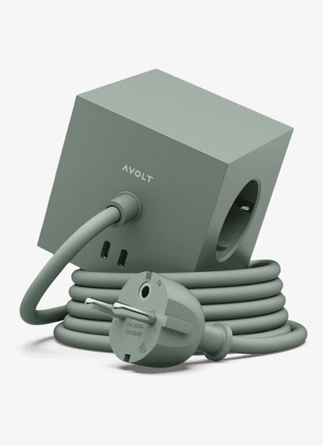 Avolt Square 1 Dual USB-C stekkerdoos 30W - 1,8 meter - voorkant groen