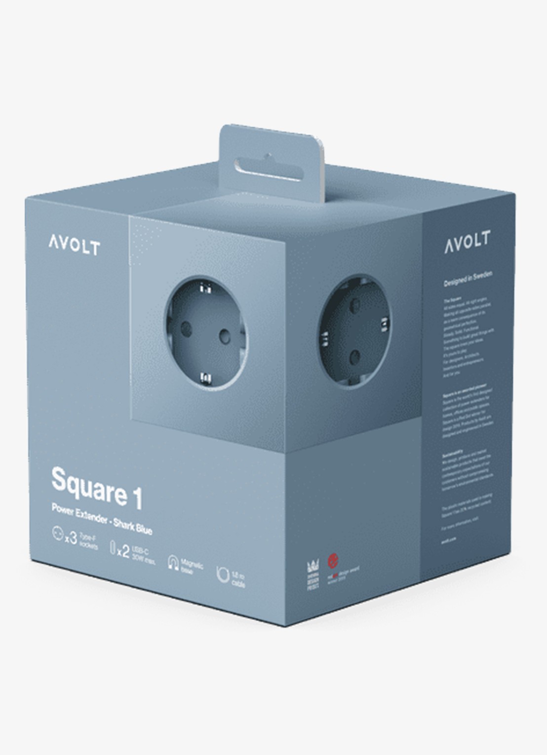 Avolt Square 1 Dual USB-C stekkerdoos 30W - 1,8 meter - detail 2 blauw