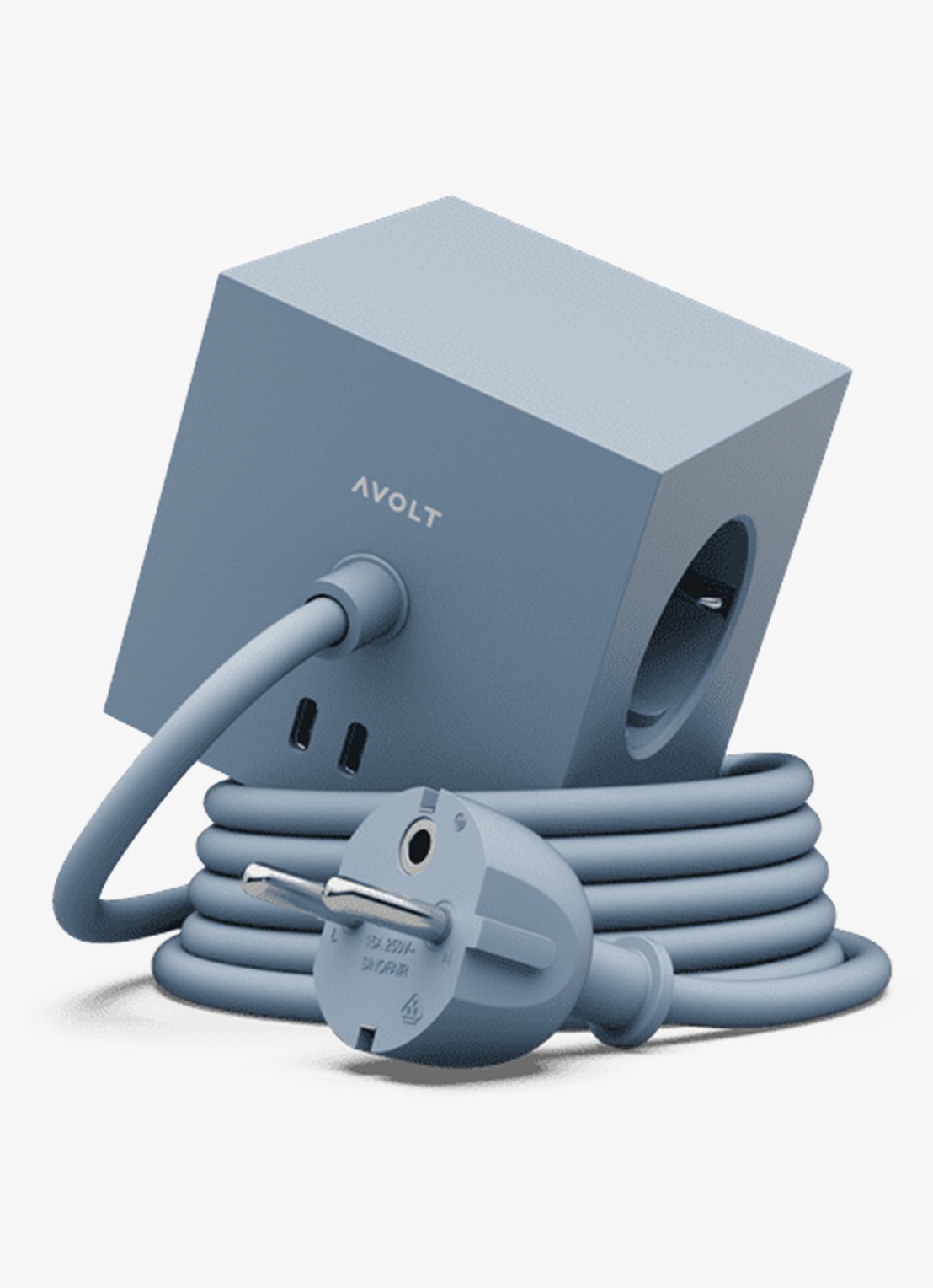 Avolt Square 1 Dual USB-C stekkerdoos 30W - 1,8 meter - voorkant blauw