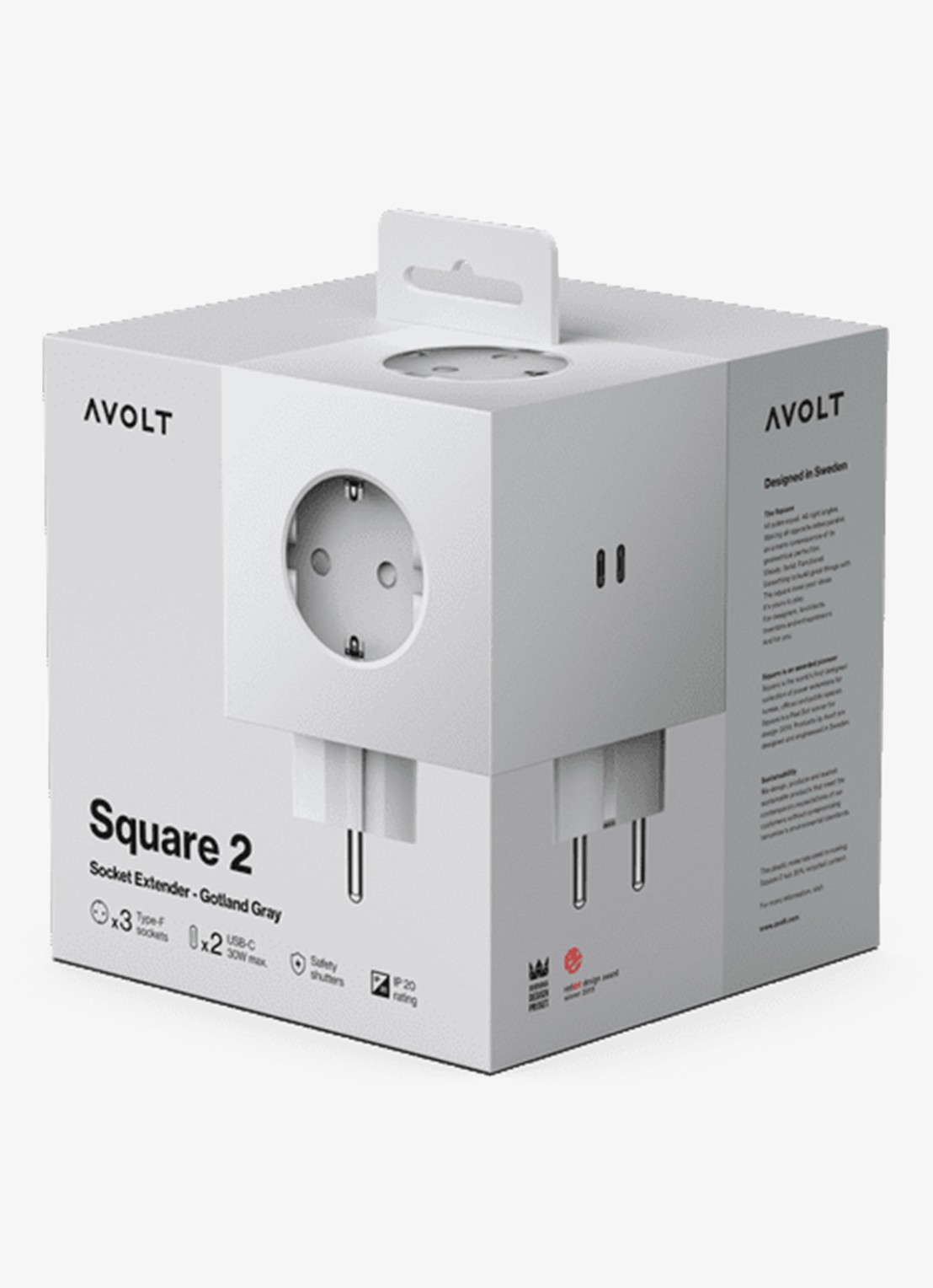 Avolt Square 2 Dual USB-C stekkerdoos 30W - detail 5 grijs