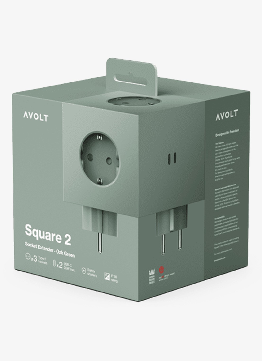 Avolt Square 2 Dual USB-C stekkerdoos 30W - detail 5 groen