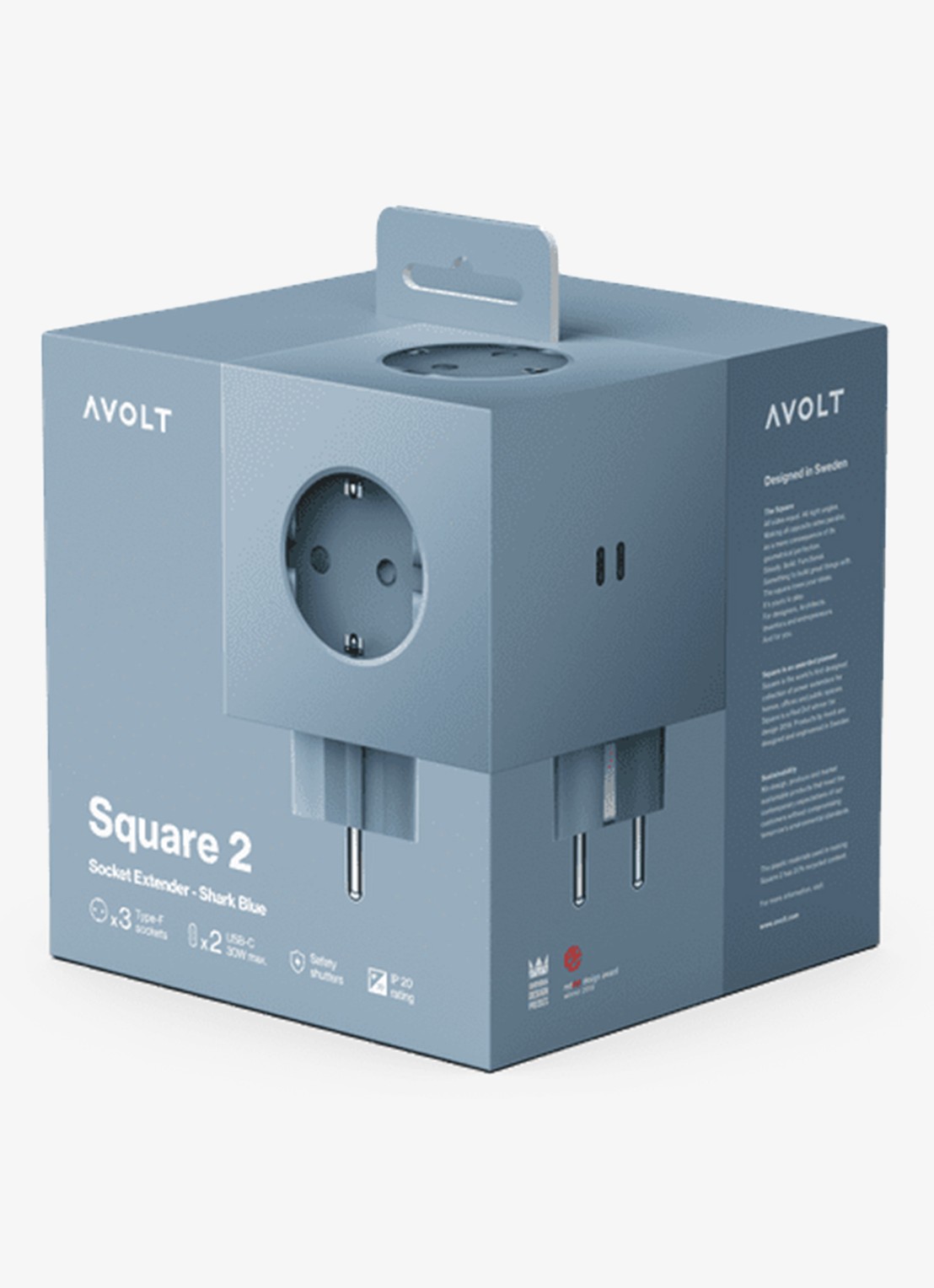 Avolt Square 2 Dual USB-C stekkerdoos 30W - detail 3 blauw
