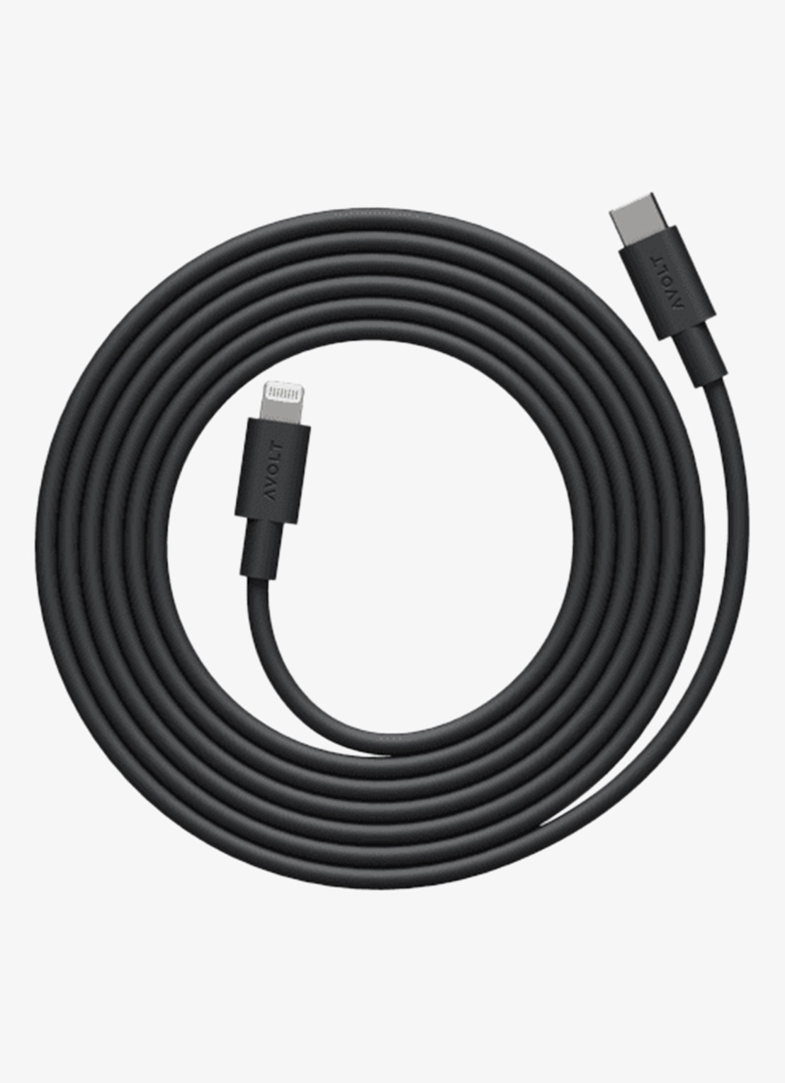 Avolt USB-C to Lightning oplaadkabel 60W - 2 meter - voorkant 2 zwart